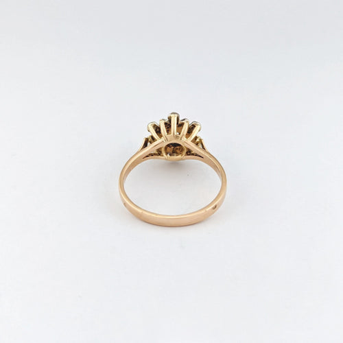 Bague 56 Bague fleur Art déco en or jaune 18 carats et diamants 58 Facettes 32701