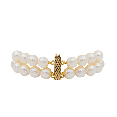 Bracelet Bracelet double rang de perles en or jaune 18 carats 58 Facettes 3282604CN