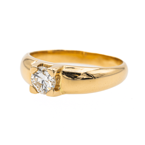 Bague 55 Bague solitaire en or jaune 18 carats et diamant taille brillant 58 Facettes 3288741CN