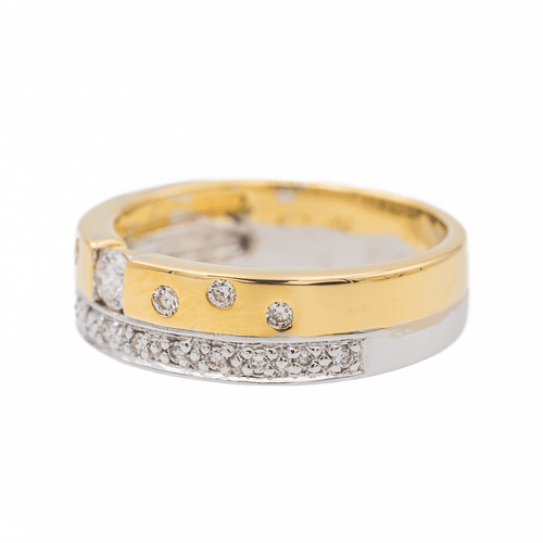 Bague 52 Bague en or jaune et or blanc 18 carats sertie de diamants 58 Facettes 3289870CN