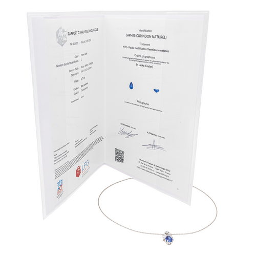 Collier Collier Or blanc Saphir, Diamant 58 Facettes 3290287CN