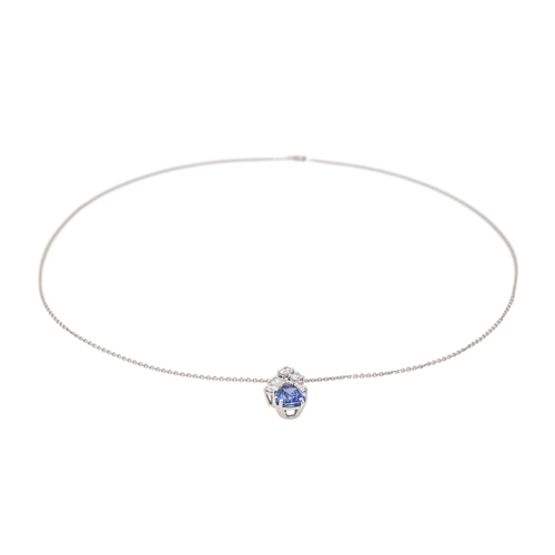 Collier Collier en or blanc 18 carats avec saphir et diamants 58 Facettes 3290287CN