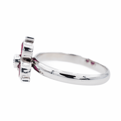 Bague 59 Bague en or blanc 18 carats avec diamant et rubis 58 Facettes 3290288CN
