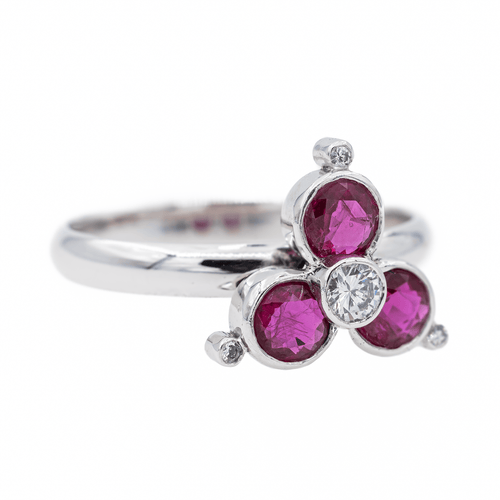 Bague 59 Bague en or blanc 18 carats avec diamant et rubis 58 Facettes 3290288CN