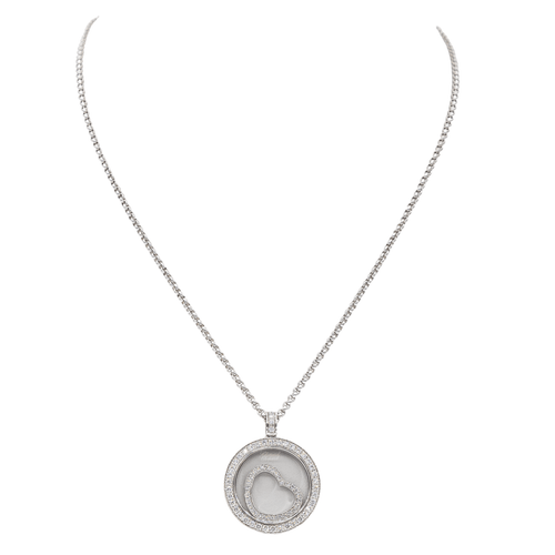 Collier Chopard Happy Diamonds - Collier pendentif cœur en or blanc et diamants 58 Facettes 3292155CN