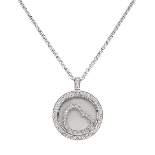 Collier Chopard Happy Diamonds - Collier pendentif cœur en or blanc et diamants 58 Facettes 3292155CN