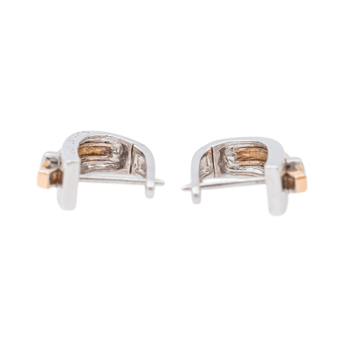 Boucles d'oreilles Guy Laroche - Boucles d’oreilles dormeuses bicolores en or blanc et or rose 58 Facettes 3298906CN