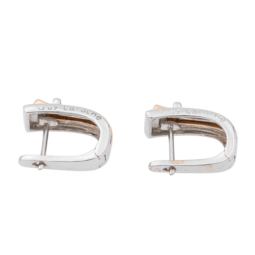 Boucles d'oreilles Guy Laroche - Boucles d’oreilles dormeuses bicolores en or blanc et or rose 58 Facettes 3298906CN