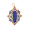 Pendentif Pendentif vintage en or jaune 14 carats lapis-lazuli, diamants, rubis et saphirs 58 Facettes 3301418RV