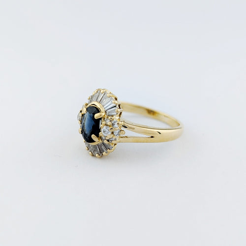 Bague 51 Bague en or jaune 18 carats avec saphir et diamants 58 Facettes 33096