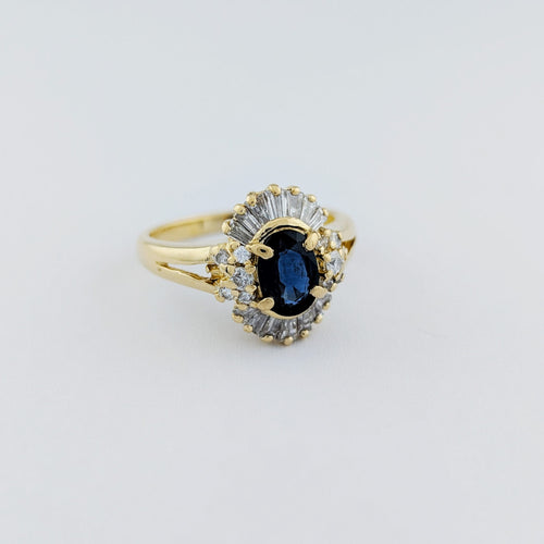 Bague 51 Bague en or jaune 18 carats avec saphir et diamants 58 Facettes 33096