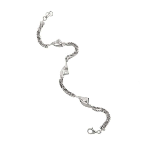 Bracelet Adoro - Bracelet double maille pop-corn en or blanc 18 kt 58 Facettes 33127