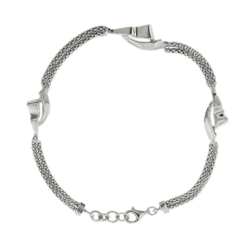 Bracelet Adoro - Bracelet double maille pop-corn en or blanc 18 kt 58 Facettes 33127