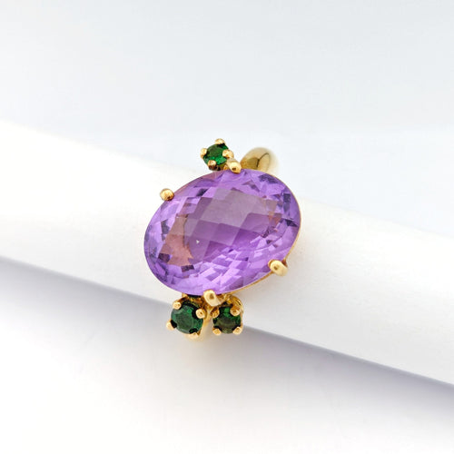 Bague 52.5 Bague en or jaune 18 carats avec améthyste et tsavorites 58 Facettes 33247