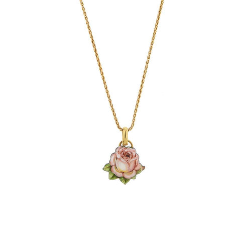 Collier Gabriella Rivalta - Collier en or jaune 18 ct avec rose émaillée 58 Facettes 33328