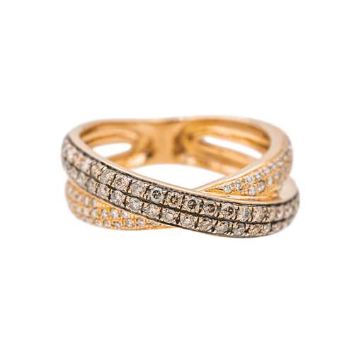 Bague 53 Bague en or rose 18 carats sertie de diamants 58 Facettes 3334104CN
