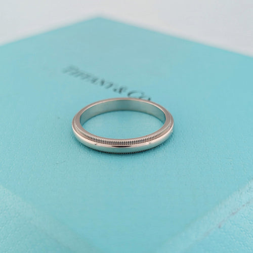 Bague 59 Tiffany & Co Together - Alliance millegrains en platine 58 Facettes 33379