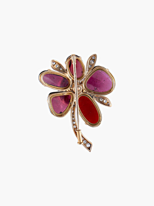 Broche Broche Fleur Grenats & Diamants, Or Jaune 58 Facettes DV0032-38