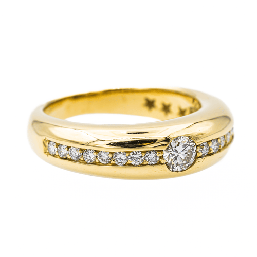 Bague 57 Bague en or jaune 18 carats sertie de 17 diamants 58 Facettes 3350980CN