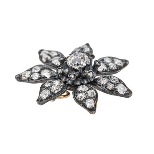 Pendentif Pendentif Fleur Or jaune, Argent Diamant 58 Facettes 3351140CN