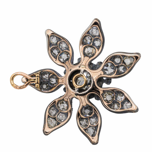 Pendentif Pendentif Fleur Or jaune, Argent Diamant 58 Facettes 3351140CN