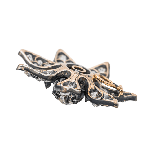 Pendentif Pendentif fleur en or jaune 18 carats et argent, diamants 58 Facettes 3351140CN