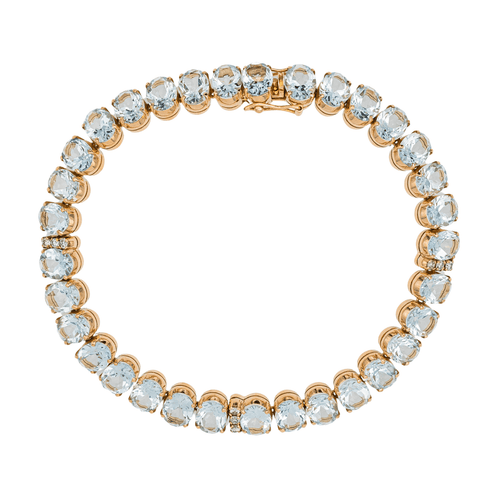 Bracelet Bracelet en or rose 18 carats avec aigue-marines et diamants 58 Facettes 3357370CN