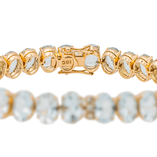 Bracelet Bracelet en or rose 18 carats avec aigue-marines et diamants 58 Facettes 3357370CN