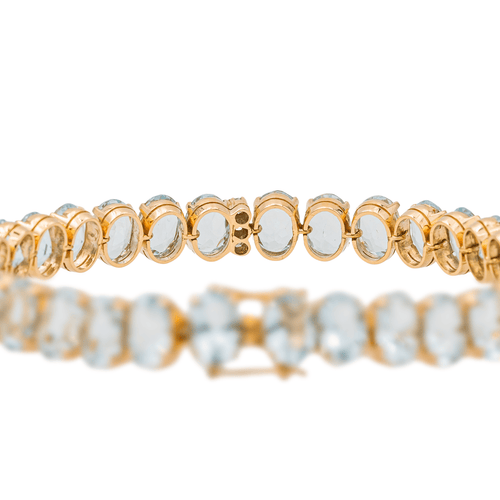 Bracelet Bracelet en or rose 18 carats avec aigue-marines et diamants 58 Facettes 3357370CN