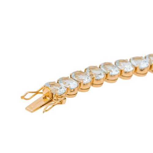 Bracelet Bracelet en or rose 18 carats avec aigue-marines et diamants 58 Facettes 3357370CN