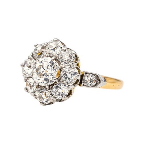 Bague 55 Bague marguerite en or jaune et platine sertie de diamants 58 Facettes 3358946CN