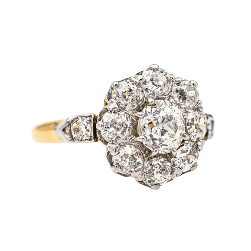 Bague 55 Bague marguerite en or jaune et platine sertie de diamants 58 Facettes 3358946CN