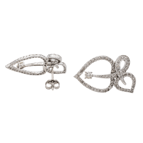 Boucles d'oreilles Boucles d’oreilles feuille en or blanc 18 carats et diamants 58 Facettes 3367695CN