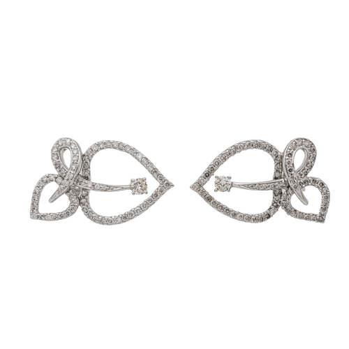 Boucles d'oreilles Boucles d’oreilles feuille en or blanc 18 carats et diamants 58 Facettes 3367695CN