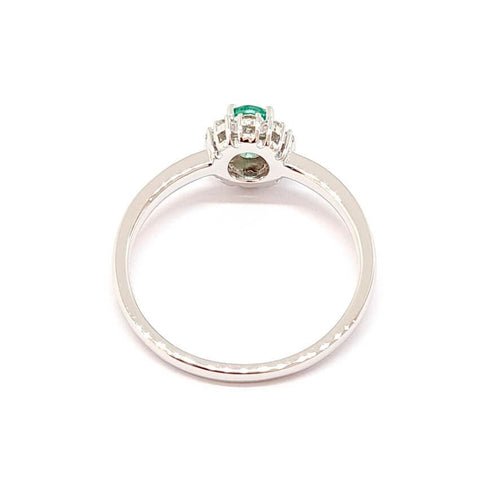 Bague 54 Bague émeraude et diamants en or blanc 18 carats 58 Facettes