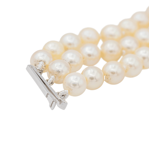 Bracelet Bracelet trois rangs de perles de culture en or blanc 18 carats, saphirs 58 Facettes 3376723CN
