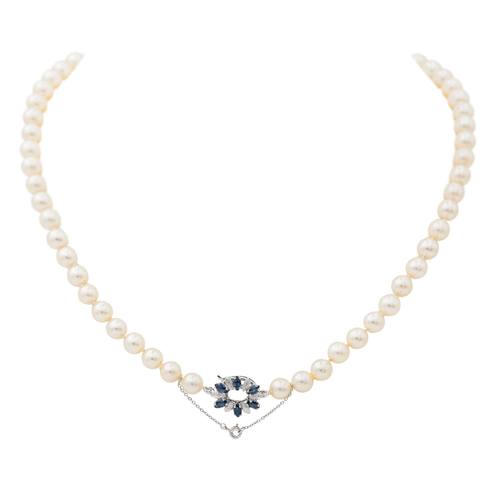 Collier Collier Perle Or blanc Perle, Saphir 58 Facettes 3376725CN