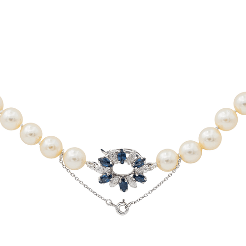 Collier Collier Perle Or blanc Perle, Saphir 58 Facettes 3376725CN