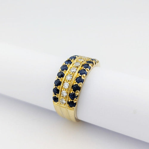 Bague 55 Bague en or jaune 18 carats sertie de diamants et saphirs 58 Facettes 33775