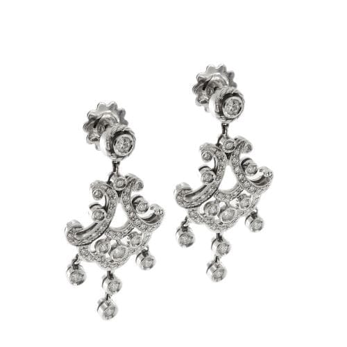 Boucles d'oreilles Boucles d’oreilles pendantes chandelier en or blanc 18 kt et diamants 58 Facettes 33777O