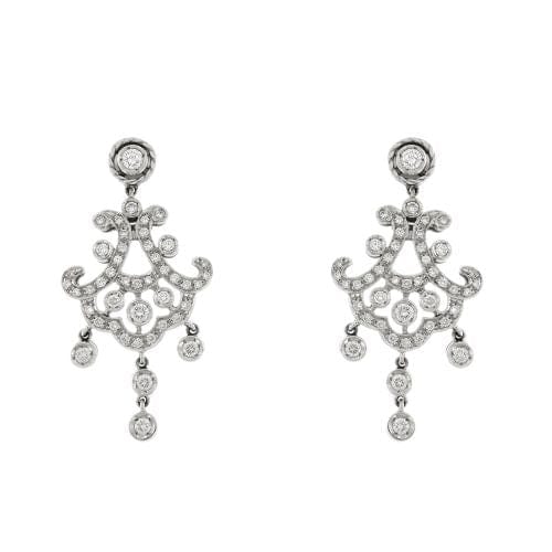 Boucles d'oreilles Boucles d’oreilles pendantes chandelier en or blanc 18 kt et diamants 58 Facettes 33777O