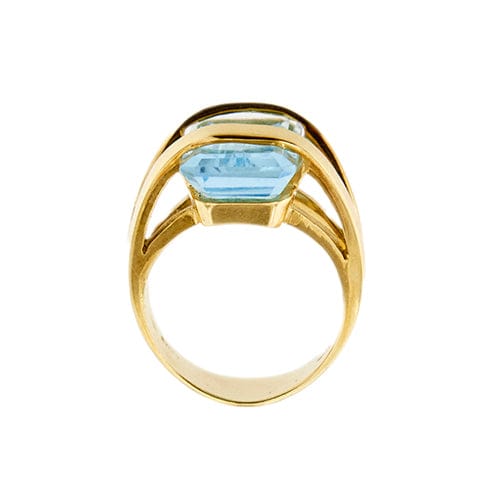 Bague Bague en or jaune 18 carats avec topaze rectangulaire 12 ct 58 Facettes 33849