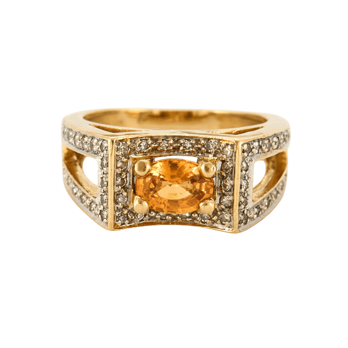 Bague 50 Bague or jaune, citrine et diamants 58 Facettes 240460