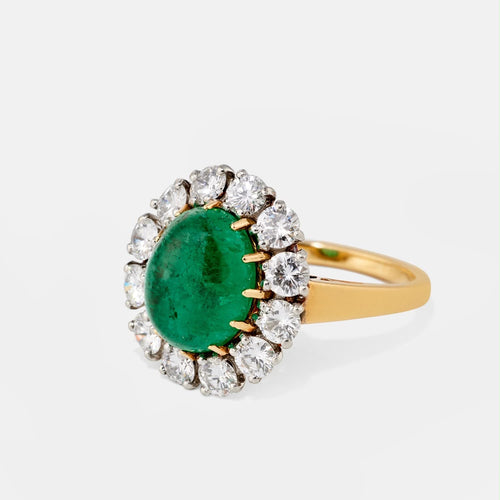 Bague VAN CLEEF & ARPELS - Bague Or Jaune, Platine, Émeraude et Diamants 58 Facettes