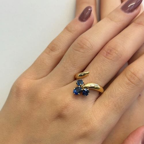 Bague 54 Bague ouverte en or jaune 18 ct avec saphirs 58 Facettes 34048