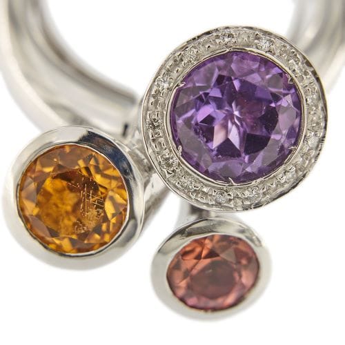 Bague Anello Lira - Bague en or blanc 18 carats avec diamants et pierres précieuses 58 Facettes 34070