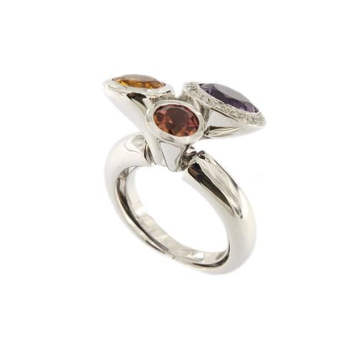 Bague Anello Lira - Bague en or blanc 18 carats avec diamants et pierres précieuses 58 Facettes 34070