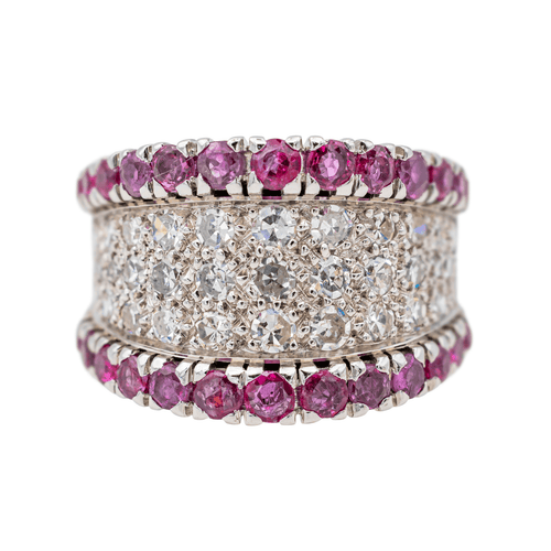 Bague 49.5 Bague en or blanc 18 carats sertie de rubis et diamants 58 Facettes 3411143CN