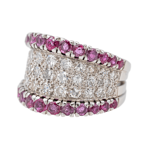 Bague 49.5 Bague en or blanc 18 carats sertie de rubis et diamants 58 Facettes 3411143CN