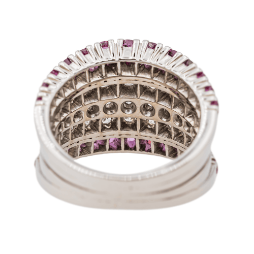 Bague 49.5 Bague en or blanc 18 carats sertie de rubis et diamants 58 Facettes 3411143CN